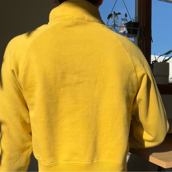 Brandy Melville John Galt Yellow Cropped Half Zip Sweatshirt - Picture 5 of 6